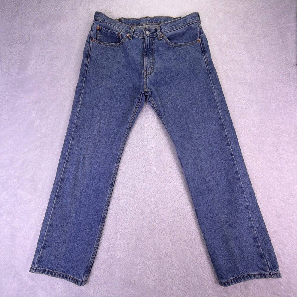 Levi's 505 Jeans Regular Straight Leg Men's 34x29 (tag: 34x30) Med Wash Denim